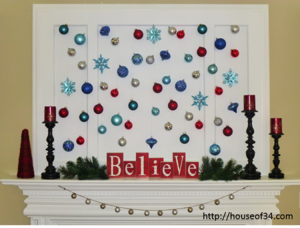 Mantel with hanging ornaments